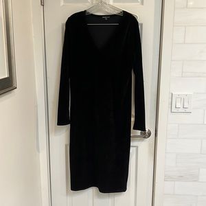 James Perse black midi velvet dress